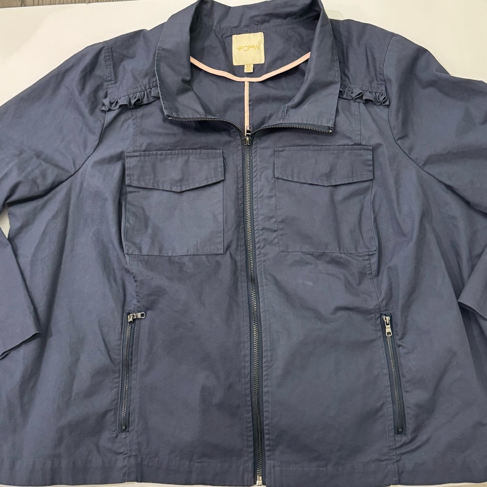 ModCloth Blue Utility Jacket Ruffled Size 4x - Picture 7 of 14